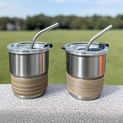 Resim 2 Adet 300ml Paslanmaz Çelik Su Bardağı, Pipetli Kahve Bardakları, 304 Dayanıklı Taşınabilir İçecek Kapları, Bulaşık Makinesine Uygun, Yalıtım Paspası ile Sıcak ve Soğuk İçecekler için, Kamp, Doğa Yürüyüşü, Piknik, Barbekü için Mükemmel 