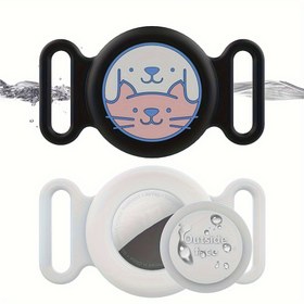 Resim Kedi ve köpek tasmaları için su geçirmez silikon AirTag tutucu - Kaybolmaya karşı koruyucu kılıf, AirTag izleyici için yuvarlak kılıf, AirTag'ler için kolayca takılabilen lokatör şansı (Malzeme: Silikon) 