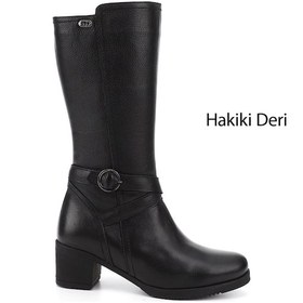 Resim Gönderi(R) Gönderir Kadın Siyah Floter Fermuarlı Kalın Topuklu Hakiki Deri Çizme Gkzc13446575 Siyah 