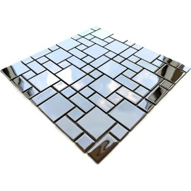 Resim Mutfak Tezgah Arası ve Iç Dekorasyon Için Gümüş Krom (Inox) Mix. 30X30CM Fileli Kristal Cam Mozaik ( 11 File Karo = 1 M2 Fiyatıdır ) 