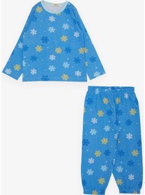 Resim Breeze Kız Çocuk Pijama Takımı Kartanesi Desenli 1-3 Yaş, Mavi-mavi Mavi 