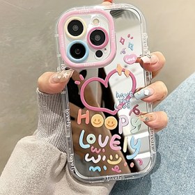 Resim Sevimli Kız Kalp Ayna Telefon Kılıfı iPhone 11 12 13 14 15 Pro Max Darbeye Dayanıklı Arka Kapak 