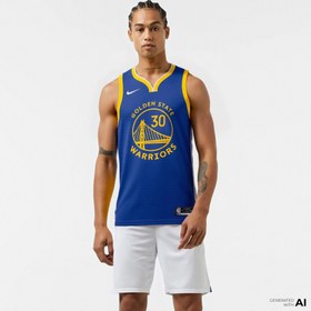 Resim Nike Golden State Warriors Icon Erkek Mavi Basketbol Forması 
