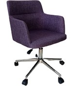 Resim Çalışma Sandalyesi Krom Yıldız Ayaklı Döküm Süngerli Mor Keten 