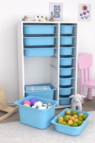Resim Rine 14 Sepetli Çok Amaçlı Oyuncak Dolabı Mavi 2D4K8U 