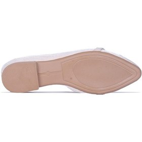 Resim Ayakcenter R14 Renesme Krem Saten Kadın Babet Ayakkabı Siyah 