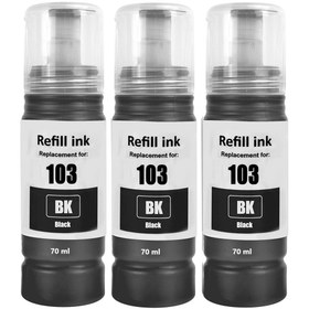 Resim TecHarbor EcoTank L1110-L1210-L1250-L3160-L3111-L3150-L5190- 3 Adet Siyah Muadil Mürekkep 103 