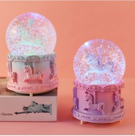 Resim Larimar Orta Boy Müzikli Unicorn Kar Küresi - 9094530986546lmr 