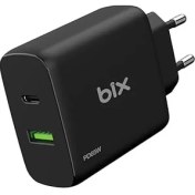Resim Bix Bx2p65g 65w Gan Usb-c Usb-a Şarj Aleti Iphone Ipad Pd Pps Type-c Hızlı Şarj Cihazı Siyah 