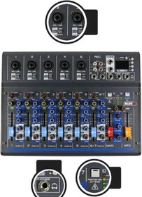 Resim yenibagshop MDX-07FXU 7 Kanal Ses Mikseri Deck Mikser (Kayıt USB Efekt) 