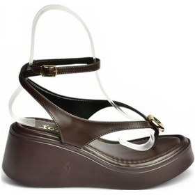 Resim Fox Shoes Y973465909 Kahverengi Parmak Arası Dolgu Tabanlı Kadın Sandalet 