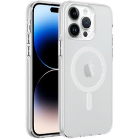 Resim Mobilzone iPhone 14 Pro Max Uyumlu Zore Magsafe Şarj Özellikli Buzlu Transparan C-Pro Sert Kılıf-Renksiz 