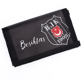 Resim Beşiktaş Logo Detaylı Cüzdan Siyah Beyaz 