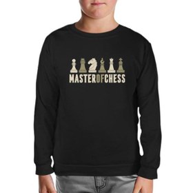 Resim Master of Chess and Chess Pieces Siyah Çocuk Sweatshirt 