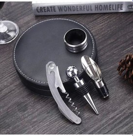 Resim Deri Şarap Tirbüşon Şaraplık Şarap Açacağı Seti cin375 