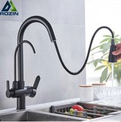 Resim OEM Mutfak Evye Bataryası Dual Flow Su Arıtma Çıkışlı Fiskiyeli Yeni Siyah 5 Yıl Garantili 