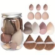 Resim 13 adet Konserveli Makyaj Sünger Çifti, Güzellik Süngerleri ve Pudra Ponponları, Süper Yumuşak Blender Makyaj Süngeri ve Makyaj Ponponu Gevşek Toz Sıvı İçin - Hediye Seti 