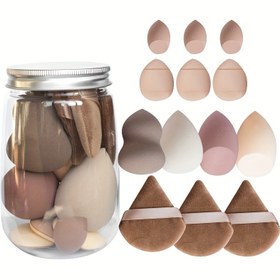Resim 13 adet Konserveli Makyaj Sünger Çifti, Güzellik Süngerleri ve Pudra Ponponları, Süper Yumuşak Blender Makyaj Süngeri ve Makyaj Ponponu Gevşek Toz Sıvı İçin - Hediye Seti 
