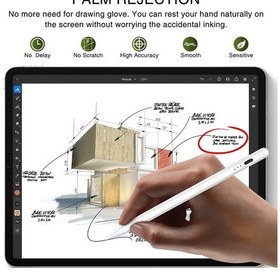 Resim Apple Uyumlu iPad 2018-2022 Stylus Kalem Eğim Hassasiyetli Avuç İçi Redli Kalem 