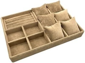Resim Oslo Model Süet Kaplama Sütlü kahve Renk 24/34 Cm Yastıklı Takı Sergileme Standı 