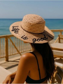 Resim Sima-lend & Mınaku Kordonlu Ve Baskılı Plaj İçin Yazlık Hasır Şapkası 234548536 Pembe 