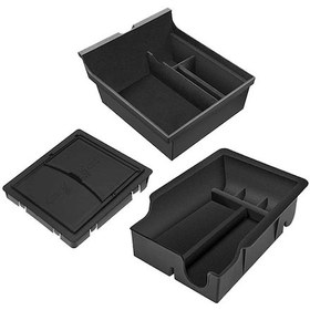 Resim Dashanshop Tesla Model 3 Y Konsol Organizer Set Siyah Hafif Abs Depolama Çözümü 