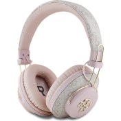 Resim Guess Lisanslı Bluetooth Kulaklık Enc Teknolojili Metal Logolu Pu Deri Kulak Üstü Tasarım Pembe 
