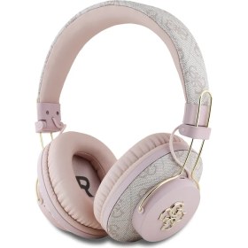 Resim Guess Lisanslı Bluetooth Kulaklık Enc Teknolojili Metal Logolu Pu Deri Kulak Üstü Tasarım Pembe 