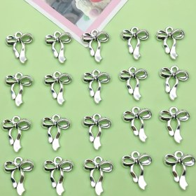 Resim 20 adet Fiyonk Süsleri Sevimli Papyon Charms Antika Gümüşü Bayan Bowknot Charms DIY Takı Yapımı Bilezikler için El Sanatları Aksesuarları 