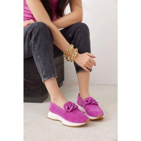 Resim Nilufarr Darius Pembe Süet Zincir Aksesuarlı Kadın Sneaker 