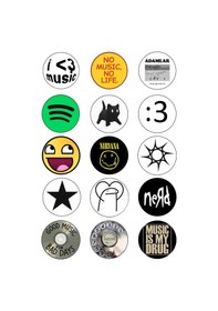 Resim Müzik Ve Pop Kültür Temalı Rozet Seti Eğlenceli Tasarım Rozetler 15 Li Set Çok Renkli 