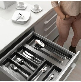 Resim Mutfak, Modüler Kaşıklık Seti, Antrasit, 44 x 48 cm (Enden-Boydan 3,5 cm Kesilebilir) 