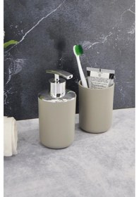 Resim Diş Fırçalık Ve Sıvı Sabunluk 2'li Set Bej 