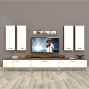 Resim Ekoflex 8d Slm Krom Ayaklı Tv Ünitesi Tv Sehpası - Ceviz - Beyaz 