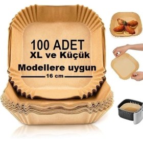 Resim Home Airfryer Pişirme Kağıdı,xl-Küçük Boy, Kare, 100 Adet Hava Fritöz Parşömen Fırın Kağıdı Tek Kullanımlık Kağıt Fırın Fritöz Pişirme Kızartma Tavası Için Uygun 16 cm 