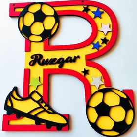 Resim Çoçuk Odası Kapı - Duvar Süsü Kişiye Özel R Harfi Sarı - Kırmızı 