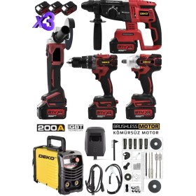 Resim Igbt Invertör Teknoloji 200A Kaynak Makinesi + 4’lü Şarjlı Full Güç Takımı - Usta Işi Tam Set! 