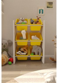 Resim 6 Sepetli Çok Amaçlı Montessori Oyuncak Dolabı 