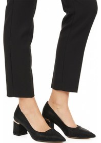 Resim Siyah Kadın Kalın Yüksek Topuklu Ayakkabı 619004 Z Siyah 