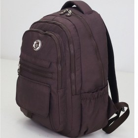 Resim Kapaklı Beş Gözlü Geniş Sırt Çantası Peluş Hediyeli, Konforlu Askılı, Günlük Kullanıma Uygun Kahverengi 