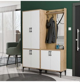 Resim Set 5032-5012 Royal Sağ Aynalı 6 Kapaklı 7 Askılı Portmanto Sepet 