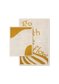 Resim Go With The Flow Doğal Pamuklu 2'li Banyo Paspas Seti 60x100+50x60 Cm - Hardal Hardal 
