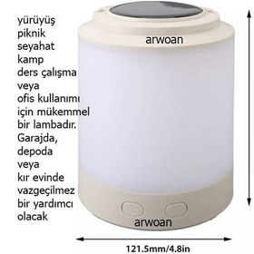 Resim Arwoan Solar Kamp Lambası El Feneri Işıldak Siyah 