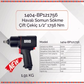 Resim Brio Havalı Somun Sökme 1/2 1756 Nm Çift Çekiç 1,91 Kg 