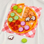 Resim Geri Dönüştürülmüş Ahşap Pizza Oyun Seti - Renkli Üstlüklerle Çift Katmanlı Yeniden Kullanılabilir Taklit Oyuncak, 3 Yaş ve Üzeri Çocuklar İçin Eğitici Mutfak Rol Oyunu Hediyesi (Paskalya, Çocuk Bayramı, Okula Dönüş), Pizza Aksesuarları, Eğlenceli Tasarım, Oynaklı Mutfak Eşyaları 