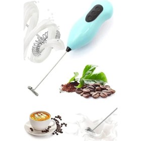 Resim Pilli Mini Mixer Süt Köpürtücü Kahve Köpürtücü Mixer Karıştırıcı Cappuccino Mixer 
