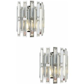 Resim Gallıano Krom Kaplama Kristal Taşlı Modern Salon 2'li Aplik Seti Siyah 