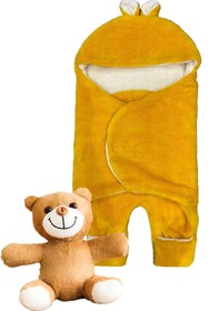 Resim Canestar - Bebek Dış Kundak (uyku tulumu) SARI - YANINDA HEDİYE PELUŞ AYI - UYKU ARKADAŞI PELUŞ AYI 