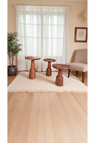 Resim Simillo Home&Living Ahşap Mantar Sehpa 3’lü Fındık Renk Doğal Zigon Fiskos Takımı 