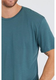 Resim Erkek Tencel Kumaş Oversize T-shırt Nefti Petrol 